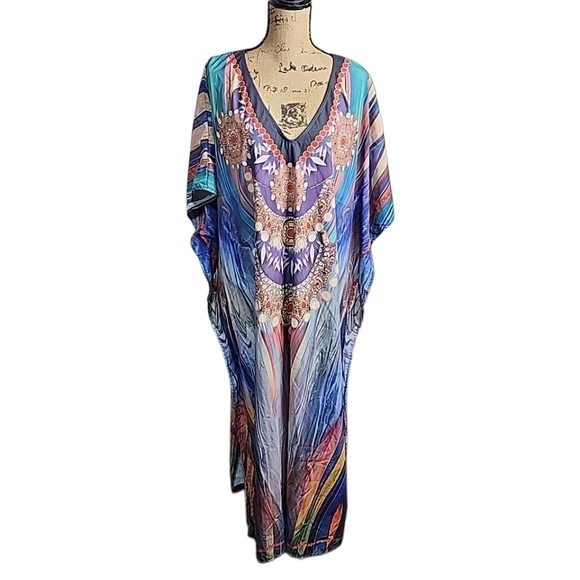 Mulvari Summer Beach  Plus Size Women's Striped Cover-Up Dress, MUMU - Picture 3 of 6